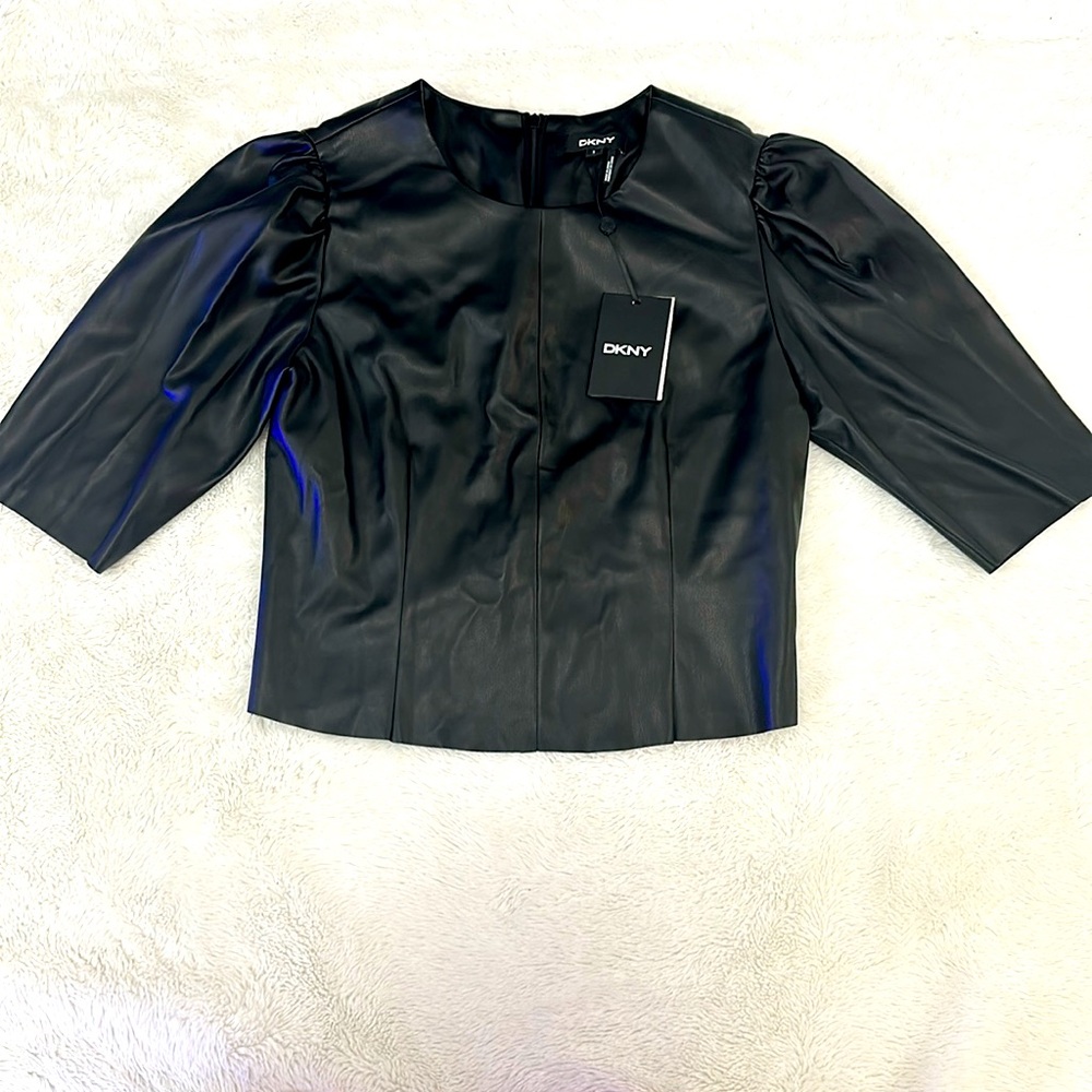 Dkny Faux Leather Top